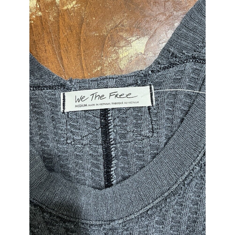 We The Free New Magic Thermal Long Sleeve Waffle Knit Faded Black M Boho Grunge - Picture 13 of 16
